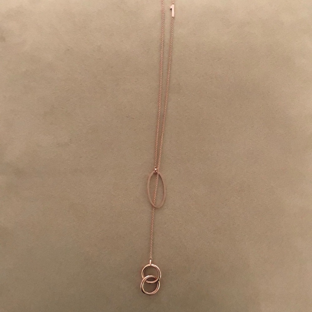 Rose gold “18” Lariat necklace